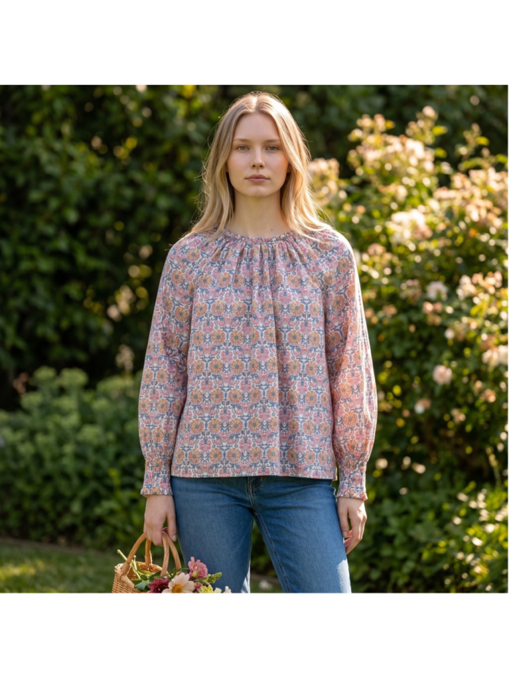 Women's J.Crew Liberty Floral Print Blouse, Size S, Pink and Blue